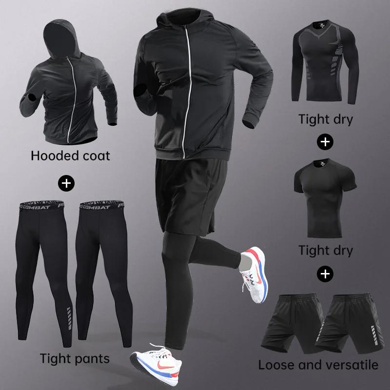 Ensemble fitness séchage rapide homme - Vêtements course sport entraînement cyclisme automne hiver