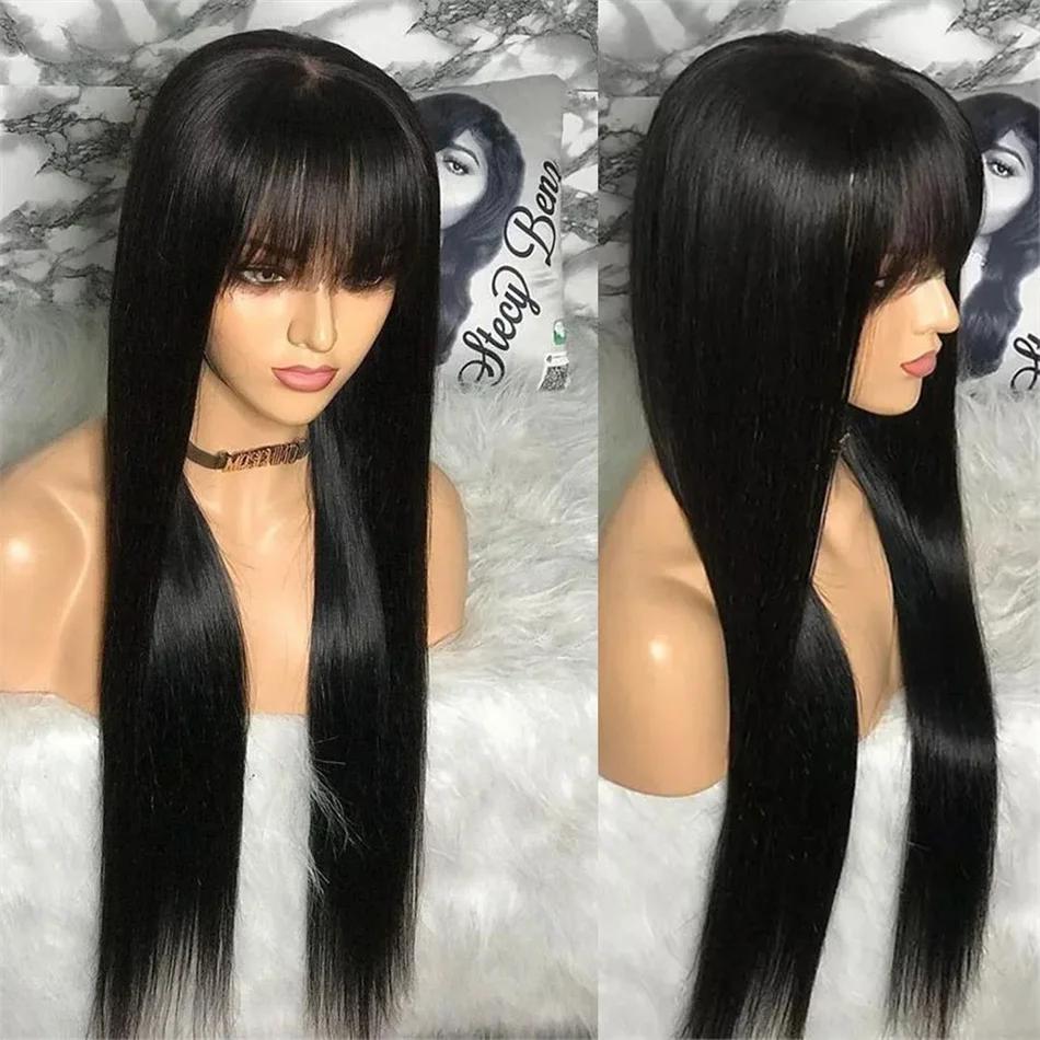 Perruque soyeuse cheveux humains pleine Machine faite droite 100% perruques de cheveux humains avec