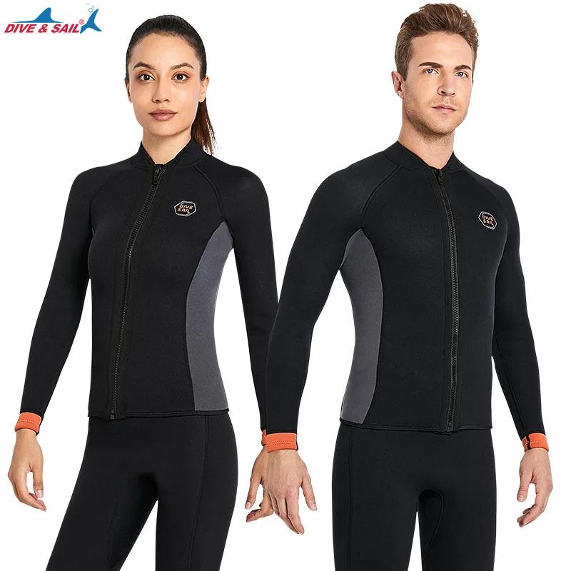 Combinaison en néoprène à manches longues pour hommes et femmes, combinaison fendue, veste chaude, p