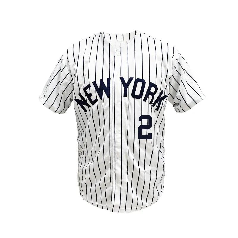 Nouvelle York pour hommes # 2 maillots de Baseball brodés, uniforme de sport respirant rétro pour l'