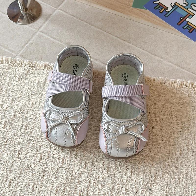 Chaussures pour enfants : Ballerines élégantes à nœud pour filles, semelle souple, style princesse,