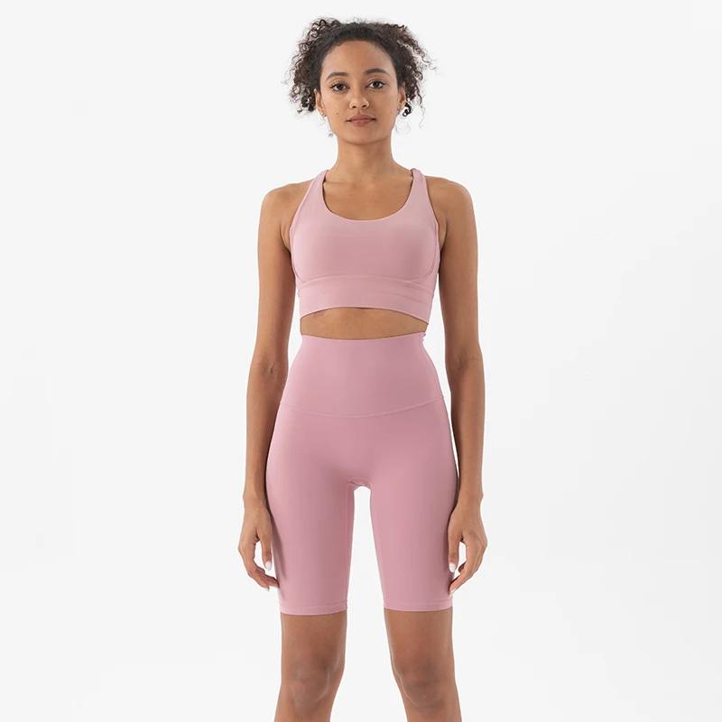 SOISOU-Ensemble de yoga en nylon pour femme, haut de soutien-gorge, short de cyclisme, vêtements de