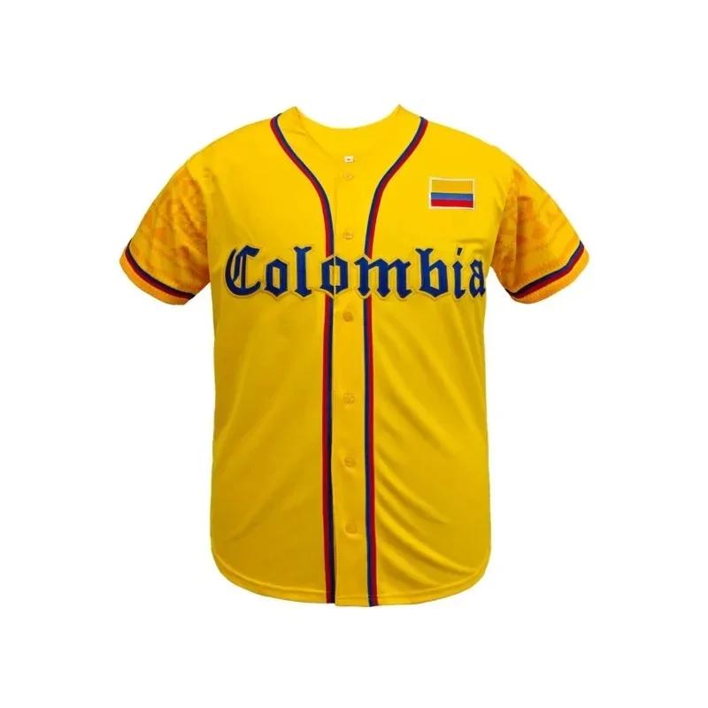 Maillot de baseball colombie brodé pour hommes, chemise athlétique respirante et coupe ample pour je