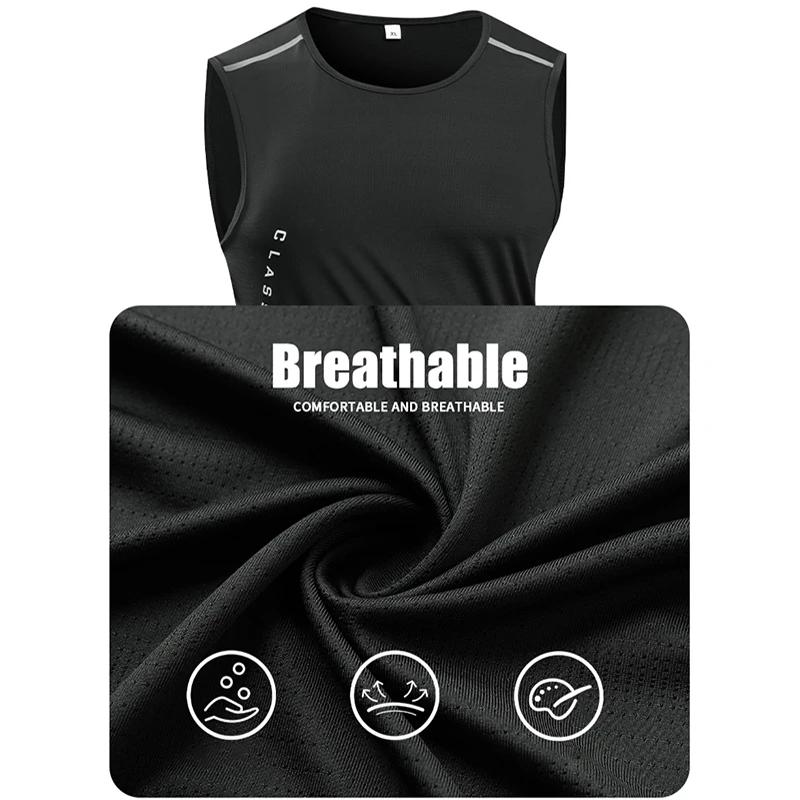 Gilet de course homme CHRLCK - Débardeur fitness séchage rapide, maille respirante pour sport