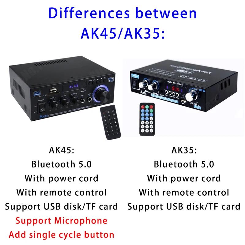 AK45/AK35 800W amplificateur de puissance domestique 2 canaux Bluetooth 5.0 Mini amplificateur de so