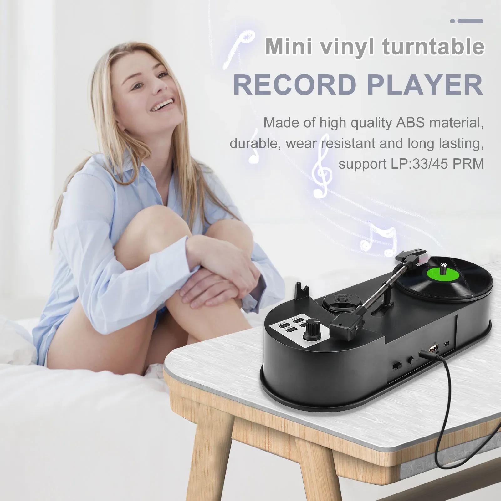 Phonographe Portable 33/45 tr/min, lecteur de platine, convertisseur pour enregistrements de musique