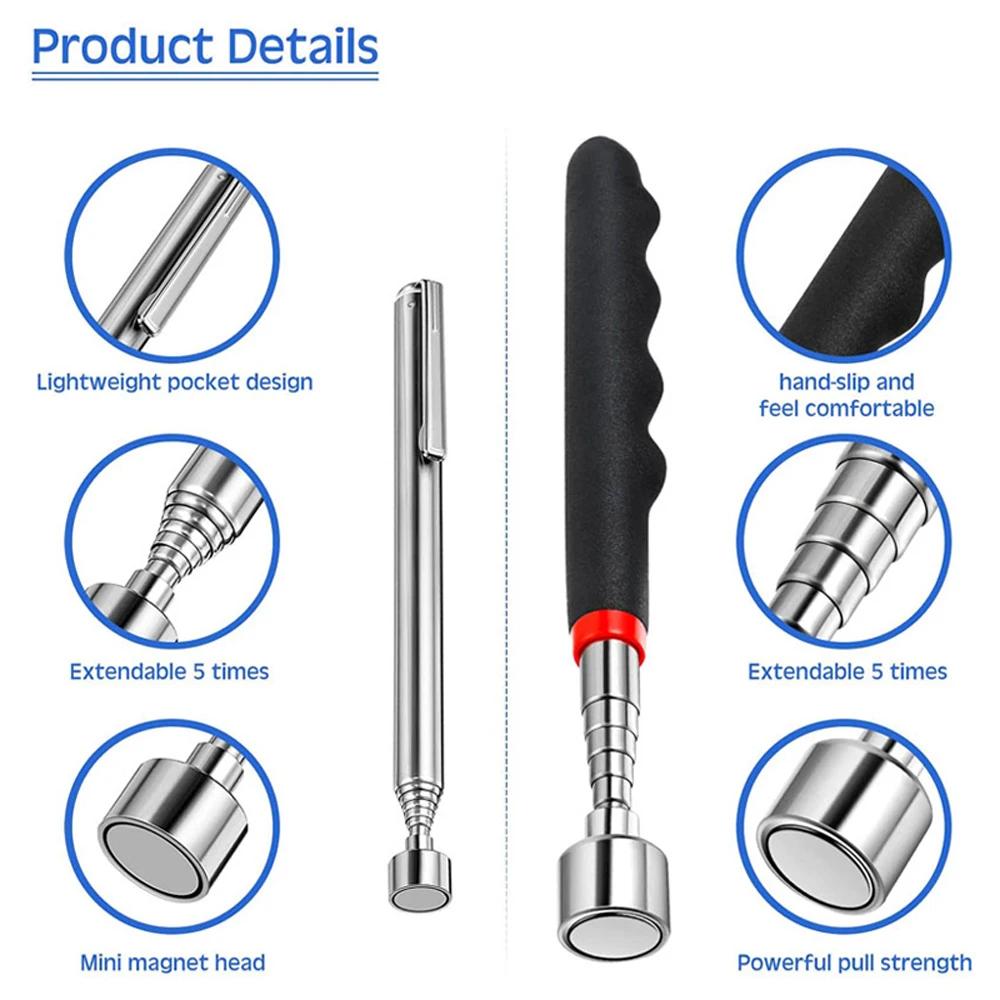 Bâton de tige de ramassage extensible, Mini stylo magnétique télescopique Portable pour ramasser les