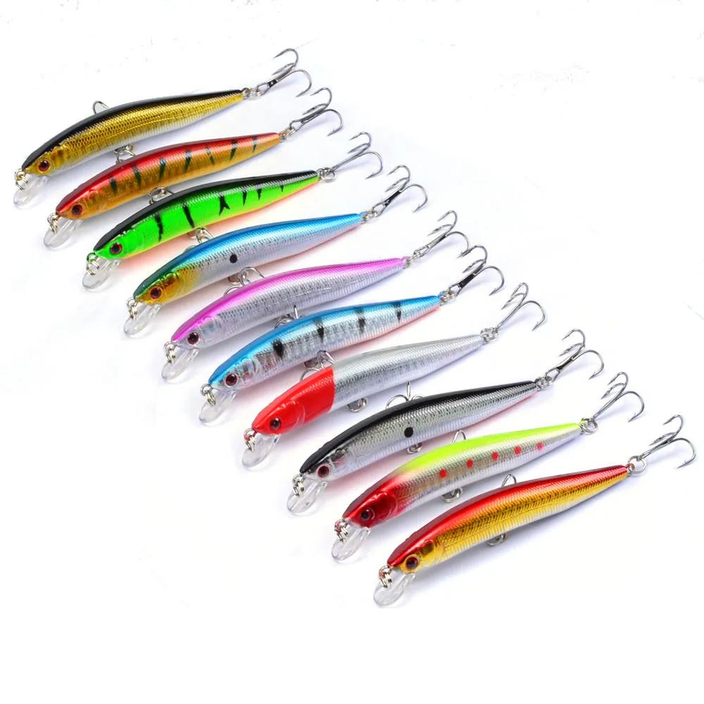 1 pièces leurre de pêche méné 95mm 8g flottant appât dur Wobbler Jig appât manivelle carpe bar rayé