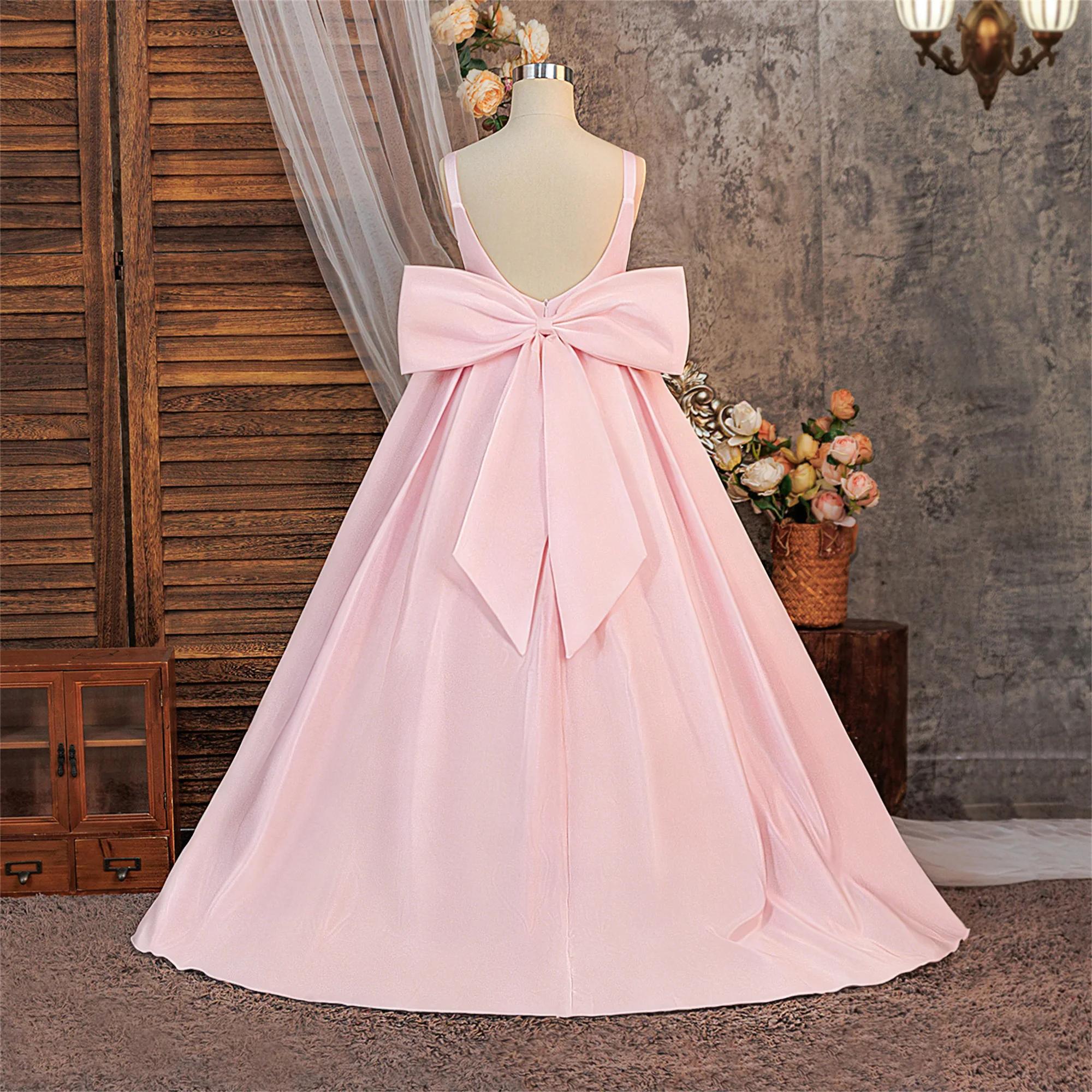 Robe de soirée de baptême pour filles, élégante, avec nœud, à la mode, pour mariage, demoiselles d'h