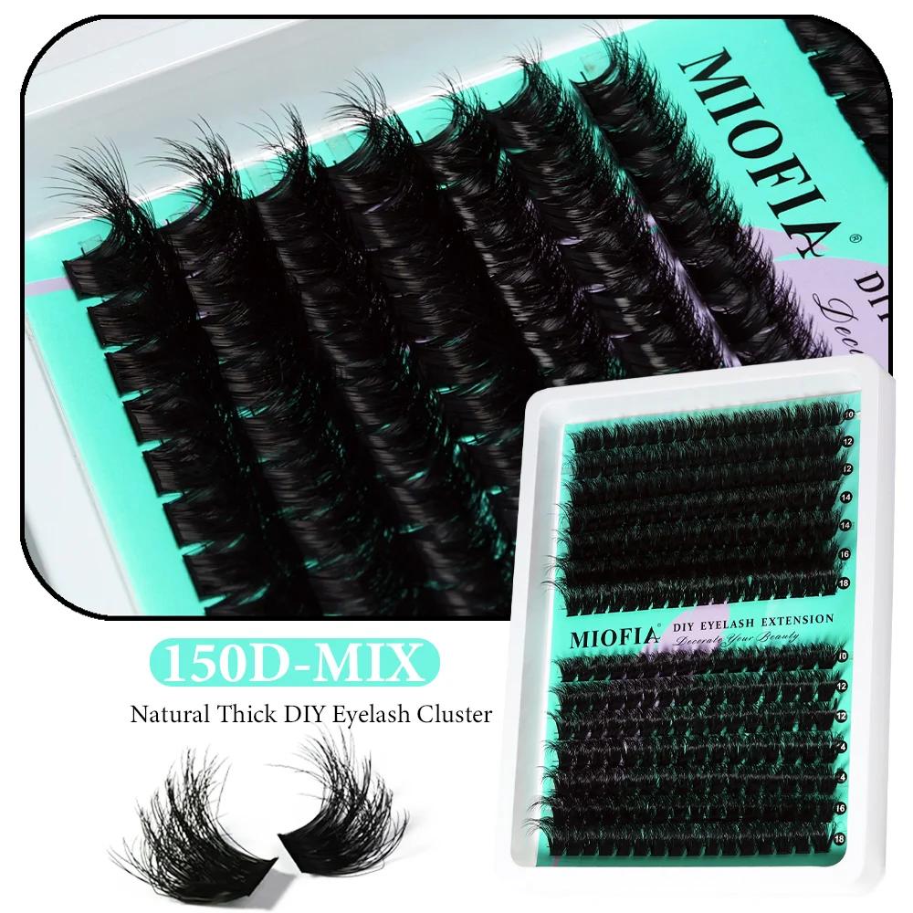 MIOFIA Faux cils épais et vaporeux en grappes 50D, 80D, 100D et 150D, effet naturel et duveteux, cil