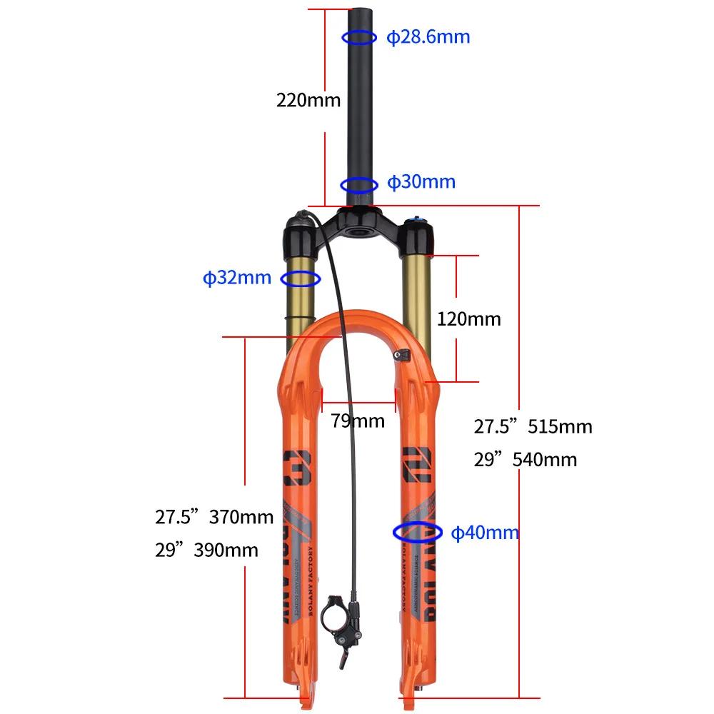 Bolany fourche de VTT 27.5/29 pouces suspension de vélo fourche de Suspension pneumatique vtt fourch