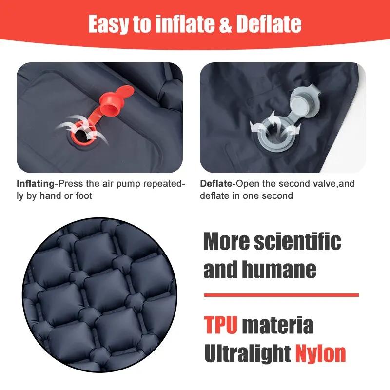Camping en plein air Gonflable Matelas Couchage Pad Avec Oreillers Ultra Léger Air Mat Intégré Gonfl