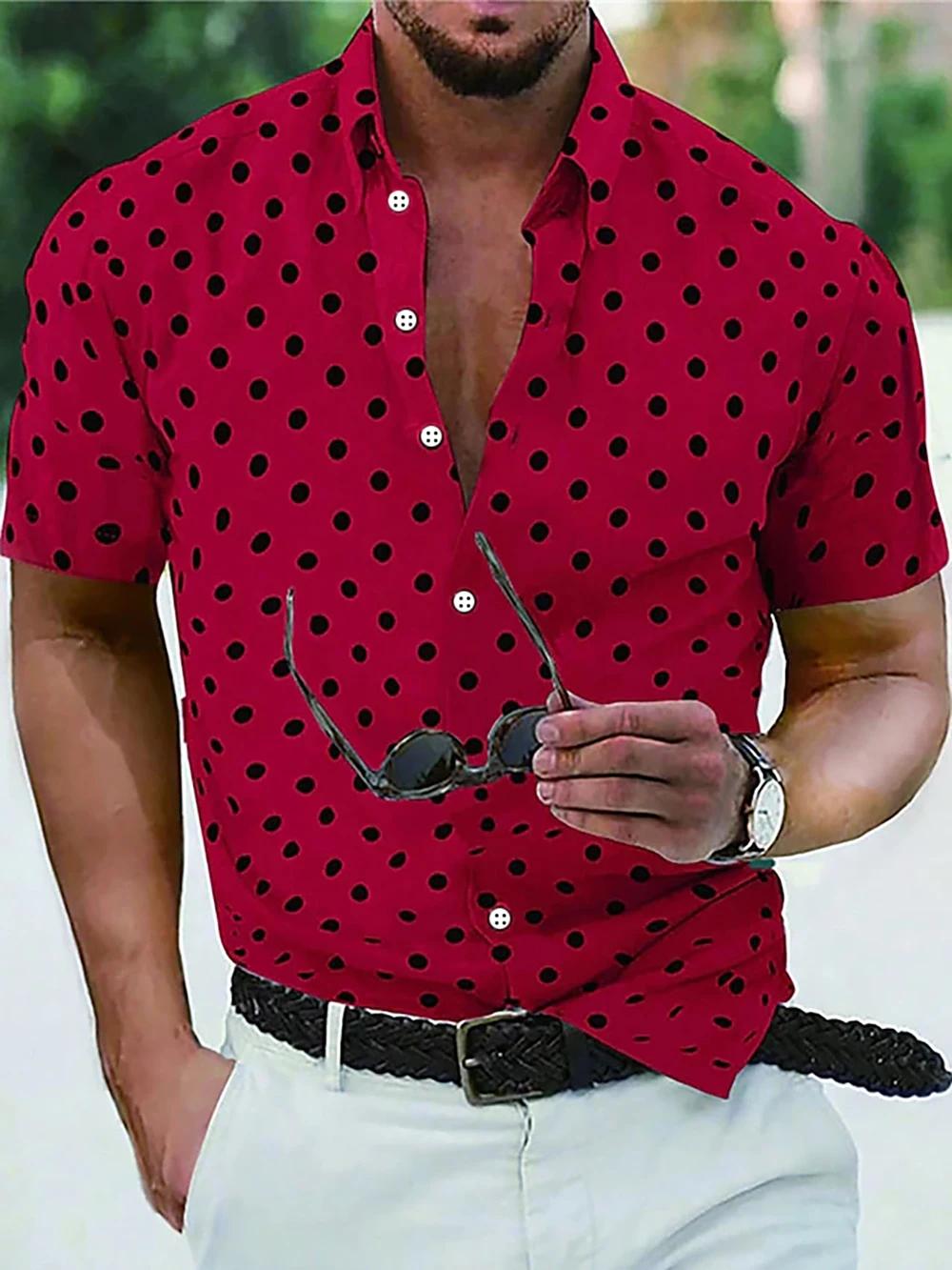 Chemise boutonnée à manches courtes pour hommes, chemise de plage décontractée, noir, blanc, rouge,