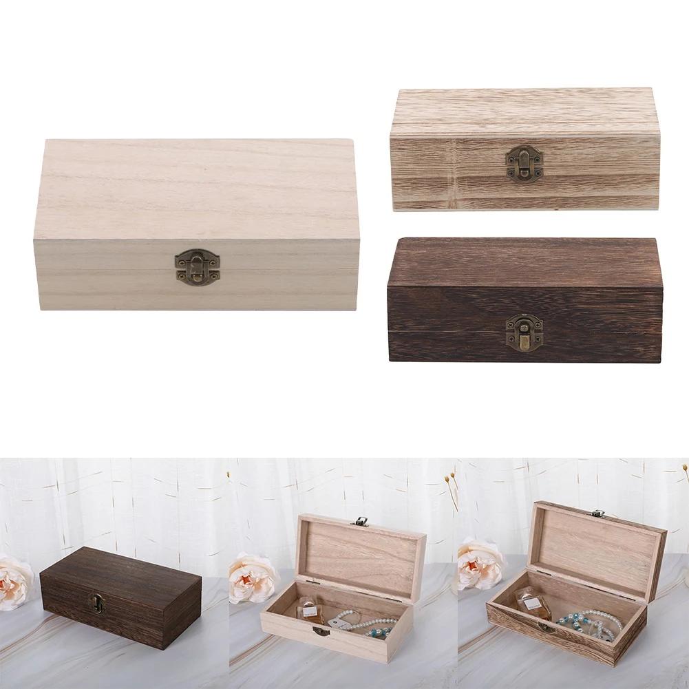 Boîte de rangement rectangulaire en bois, boîte à bijoux rétro, organisateur de bureau, conteneur à