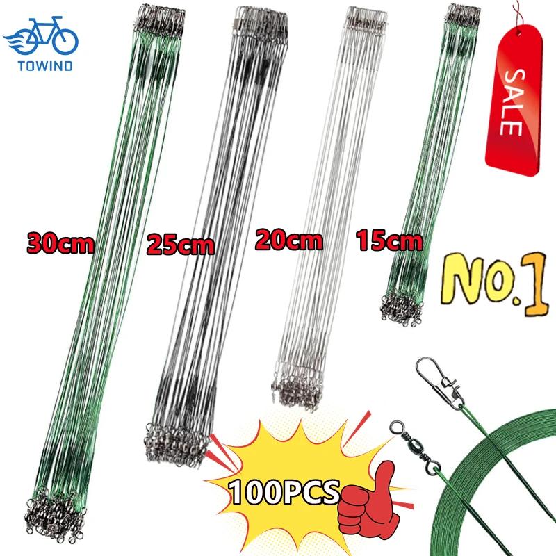 100/50/30/10 pièces Anti-morsure ligne de pêche en acier fil d'acier Leader avec accessoire de pêche