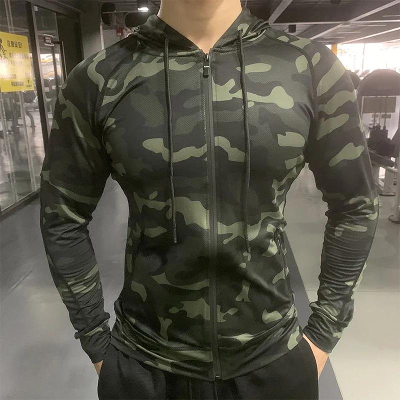 Veste à Capuche de Compression pour Homme, Vêtement de dehors, de Plein Air, de Protection Solaire,
