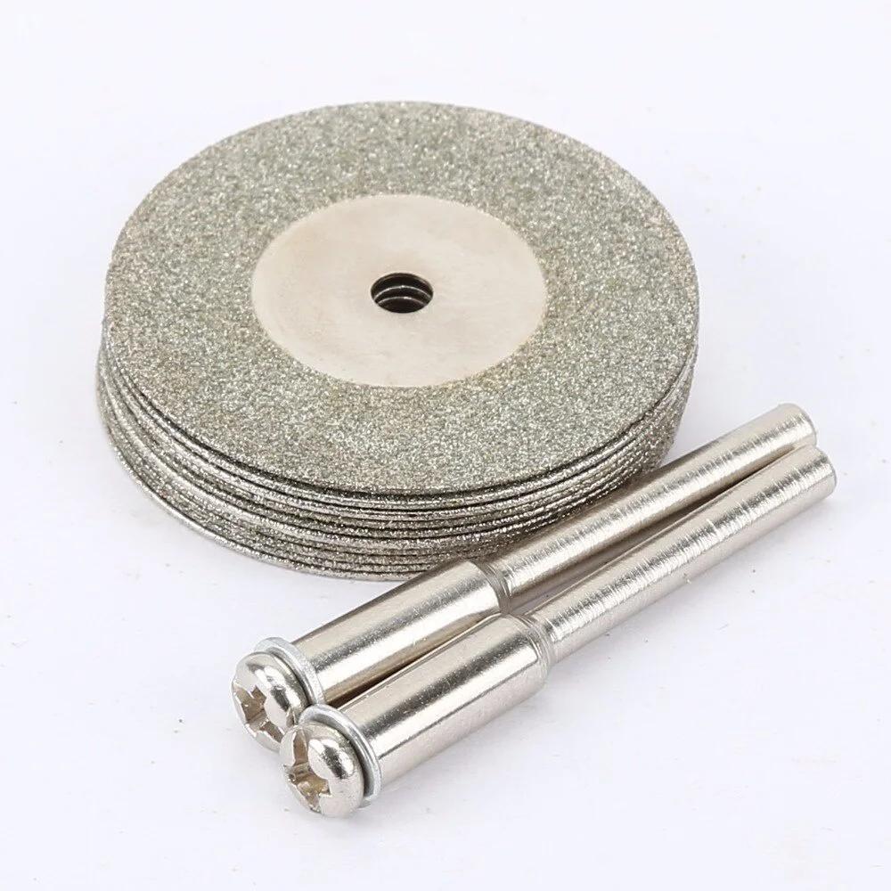 Disques de coupe diamantés 30mm, Mini lame de scie coupée avec 2 pièces de connexion de tige de 3mm