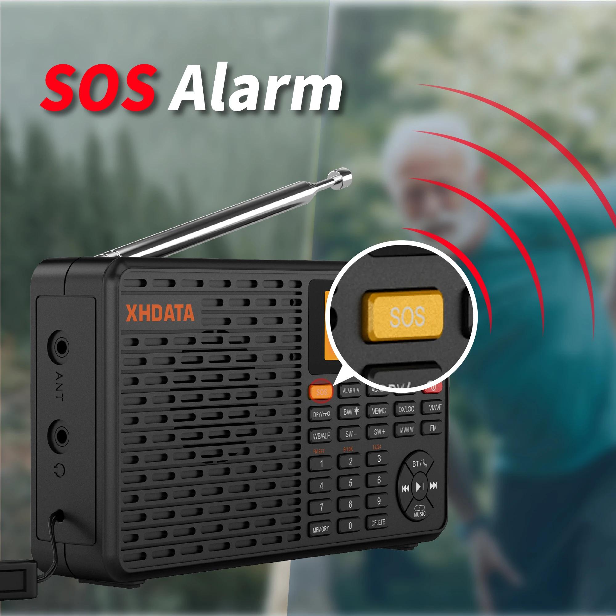 XHDATA Dnight WB Radio Portable AM FM Stéréo SW MW LW Réveil Numérique Radio Batterie Rechargeable U