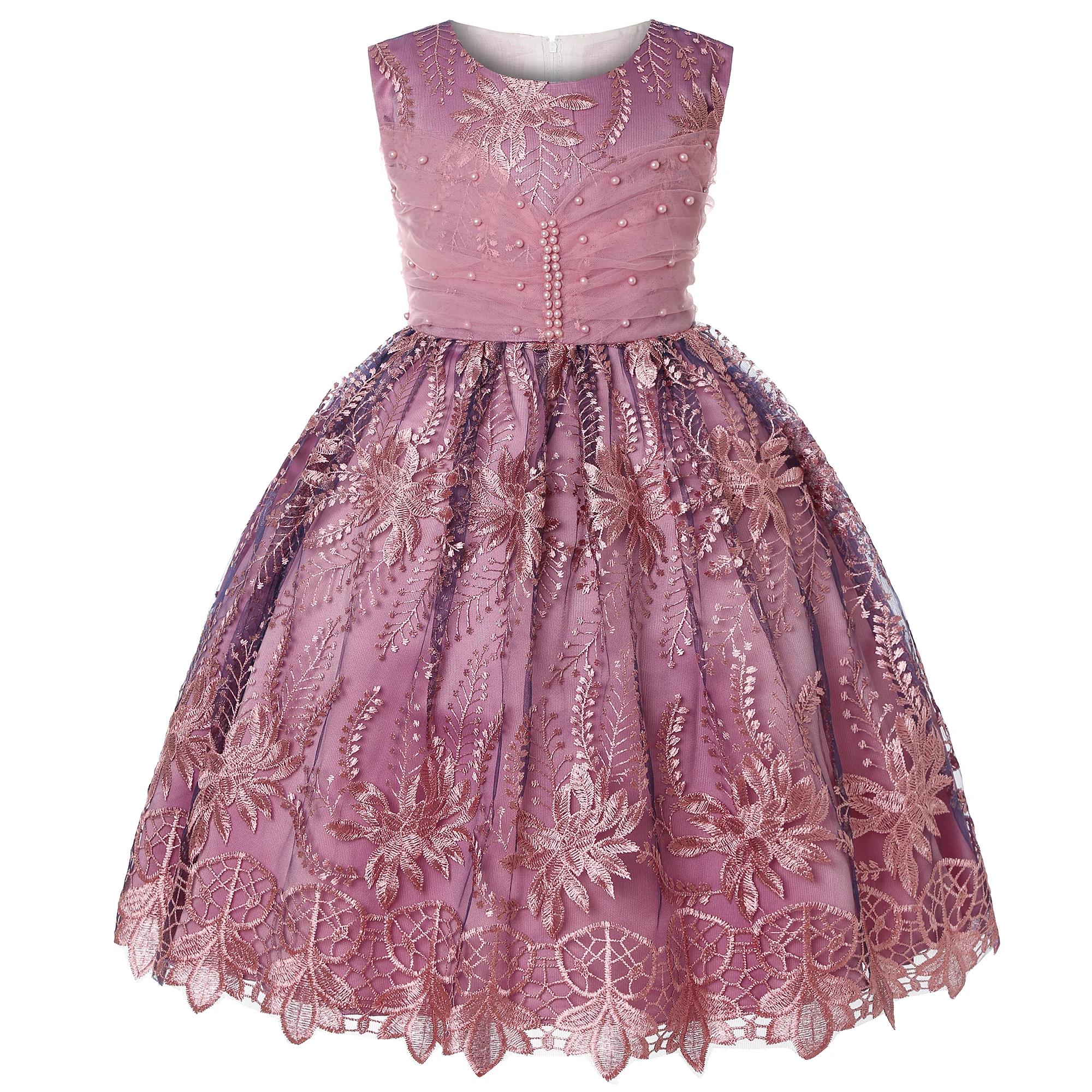 Robe Pompadour en gaze pour filles, tenue de vacances en dentelle pour enfants, tenue élégante à la