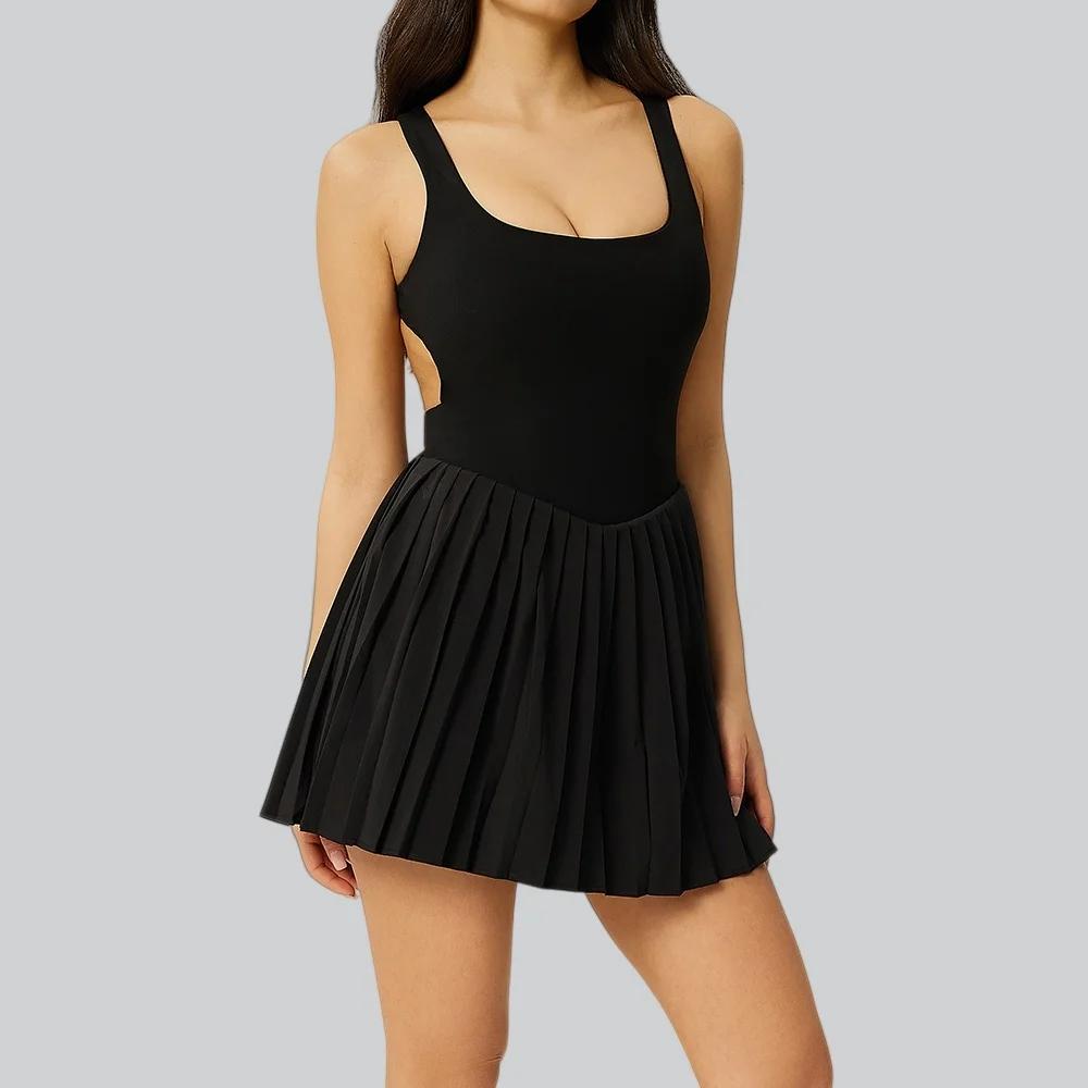 Combinaison de yoga pour femme, ensemble short, body, survêtement, tenue de sport, combishort, jupe