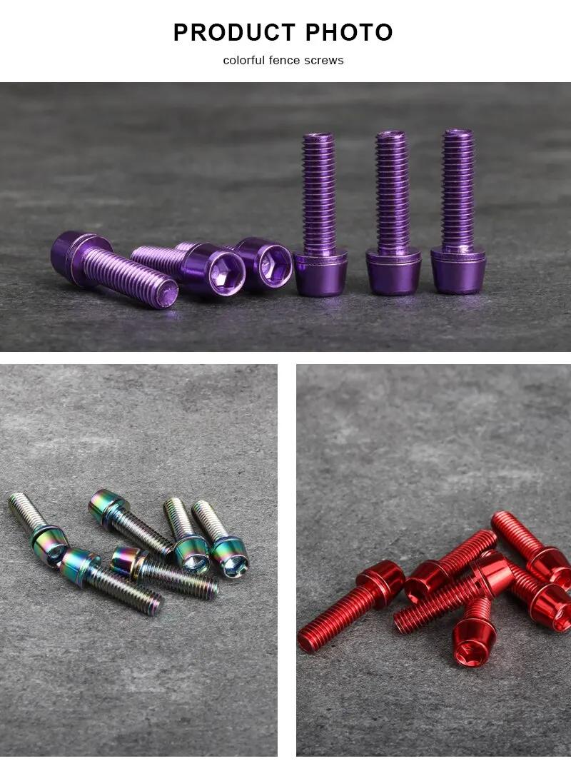 En Acier Inoxydable Coloré Pour VTT Route Vélo Tige Riser Vis De Guidon Vis M5 18MM 6 PCS/SET Titane