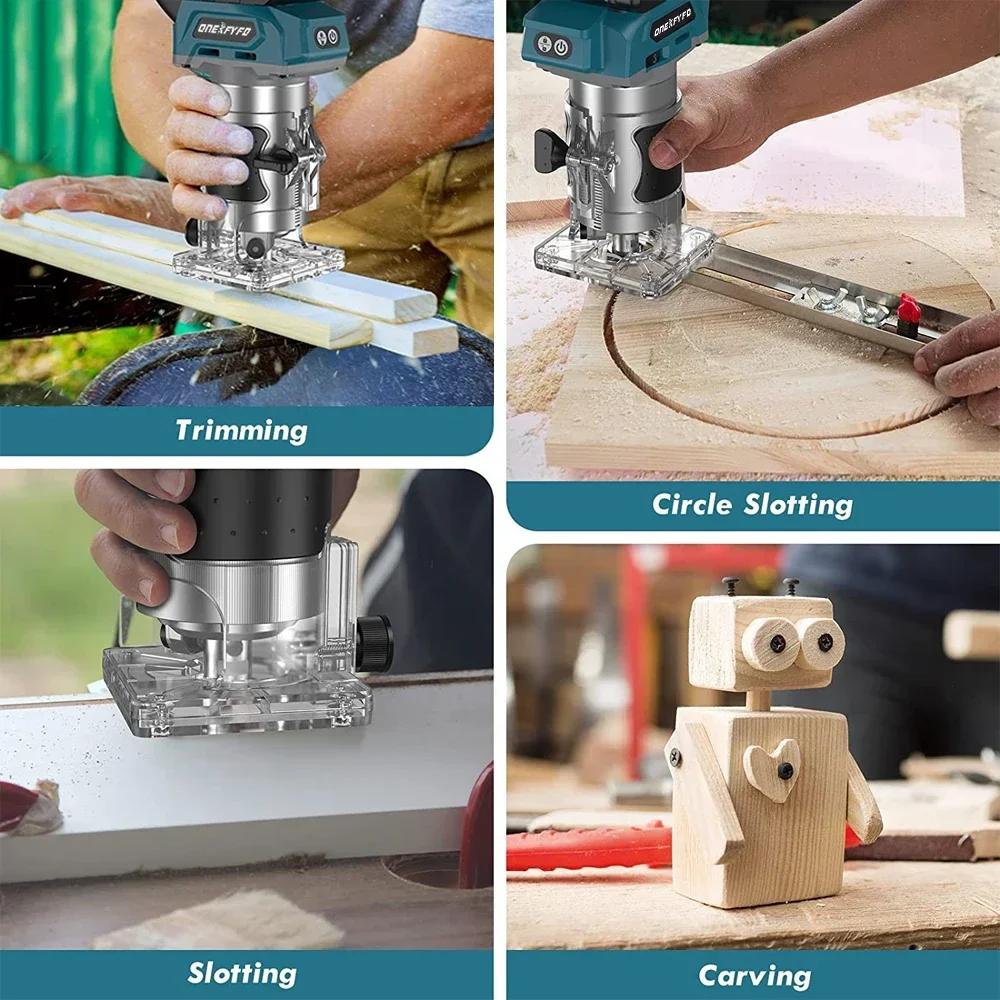 Makita-Tondeuse à main électrique sans balais à 5 vitesses, toupie à bois sans fil, travail de calcu