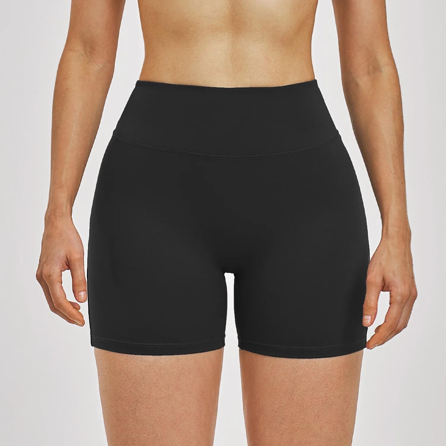 Shorts de yoga taille haute pour femme, couleur unie, pour le cyclisme et l'entraînement, shorts de