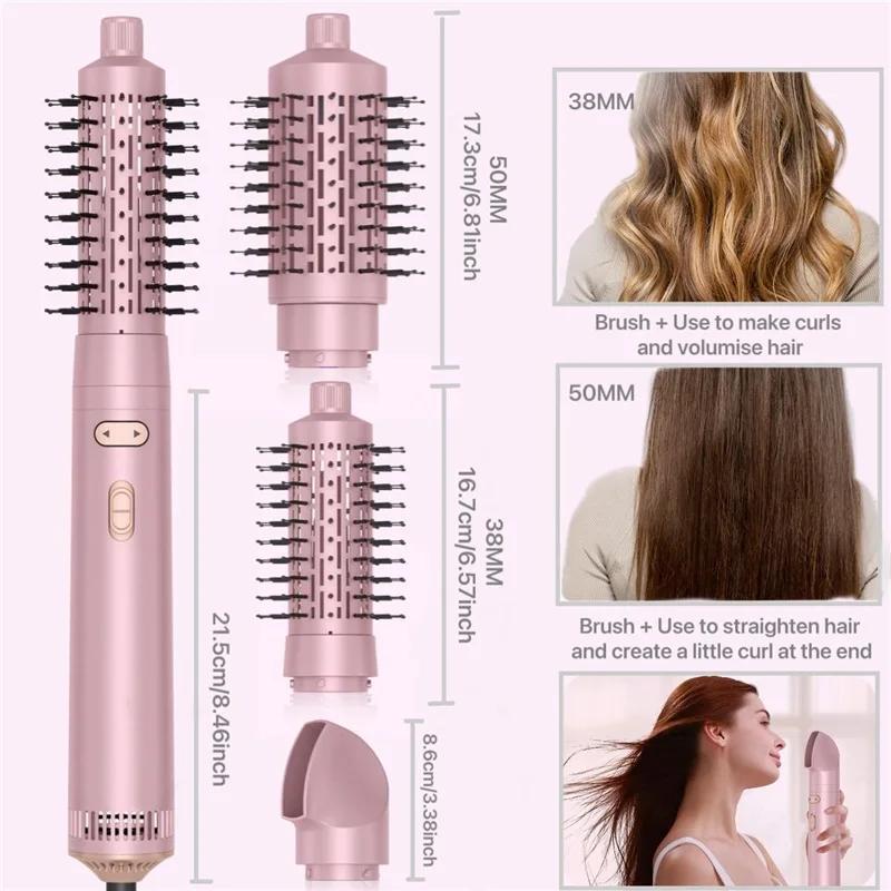 Brosse sèche-cheveux rotative, brosse à air chaud rotative 3 en 1 avec brosse amovible, brosse sèche