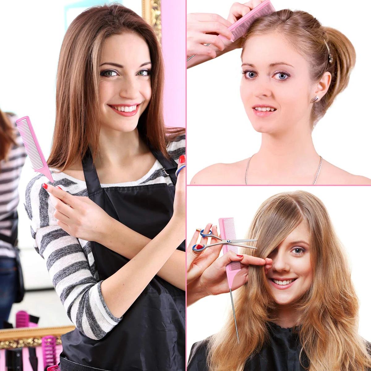 Peigne queue de cheval professionnel pointu pour salon, 3 pièces, antistatique, aiguille en acier, p