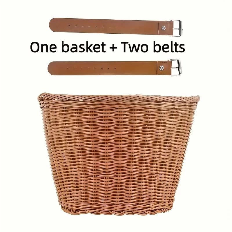 1 panier de vélo, panier de rangement de style tressé, adapté aux scooters, poussettes et vélos – pa
