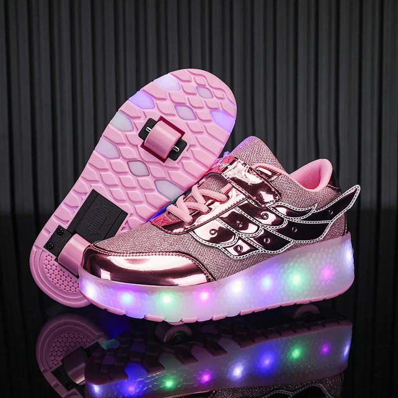 Baskets chaussures à roulettes déformation extérieure Parkour patins double usage enfants filles gar