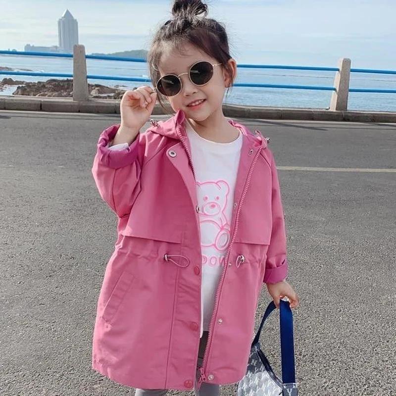 Manteau à capuche rétractable pour filles de 3 à 12 ans, veste coupe-vent, Style Long, offre spécial