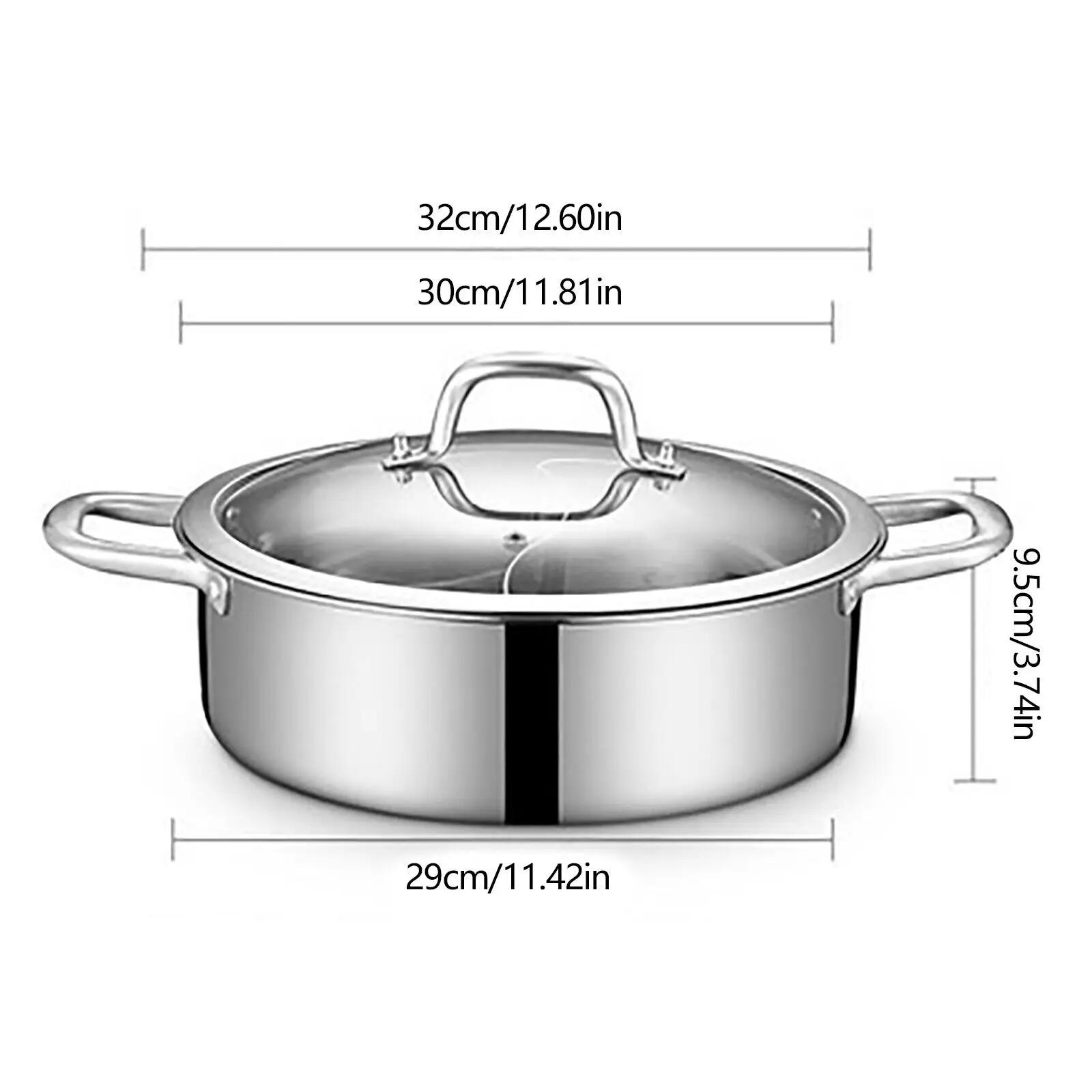 304 acier inoxydable Shabu Shabu diviseur double face cuisson soupe marmite avec couvercle