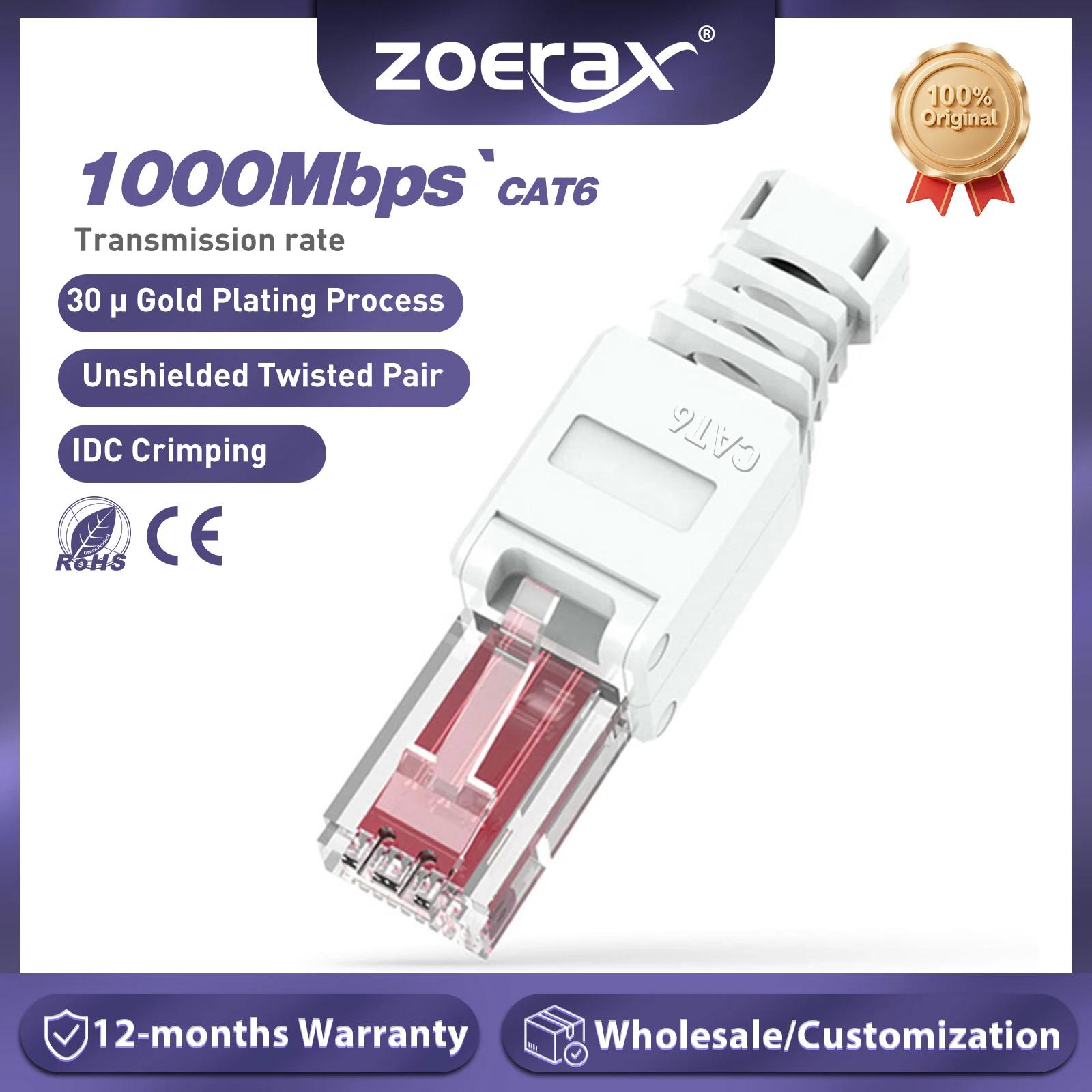 ZoeRax 1 connecteur RJ45 CAT6 sans outil, fiches de terminaison Ethernet, câble 23AWG à 26AWG, insta