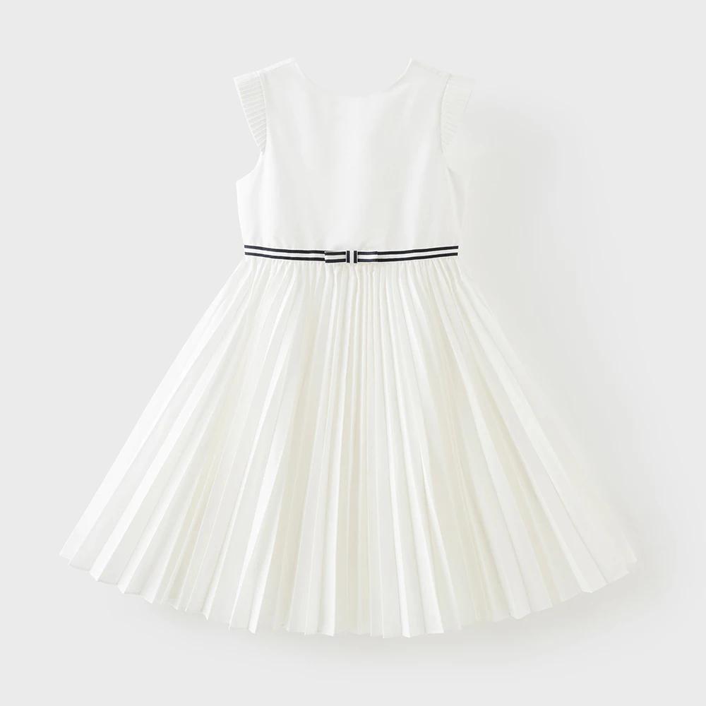 Robes de princesse d'été blanches pour filles Dave Bella, robes plissées sans manches pour enfants,