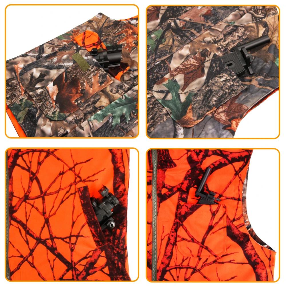 Blouson de chasse en fibre orange pour homme, gilet d'extérieur, manteau de champ respirant, nombreu