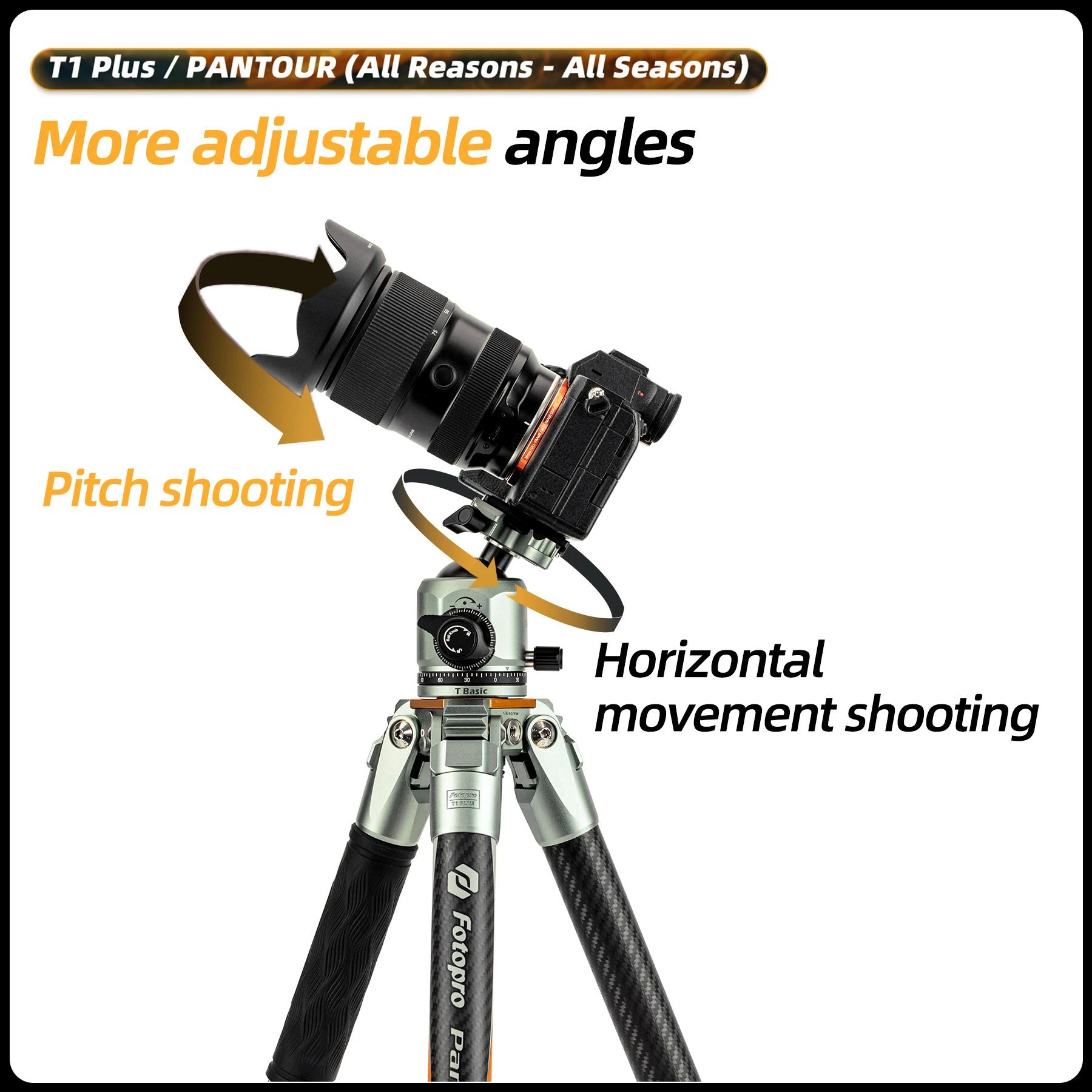 Fotopro T1 Plus trépied de voyage professionnel trépied en Fiber de carbone robuste avec rotule à pr