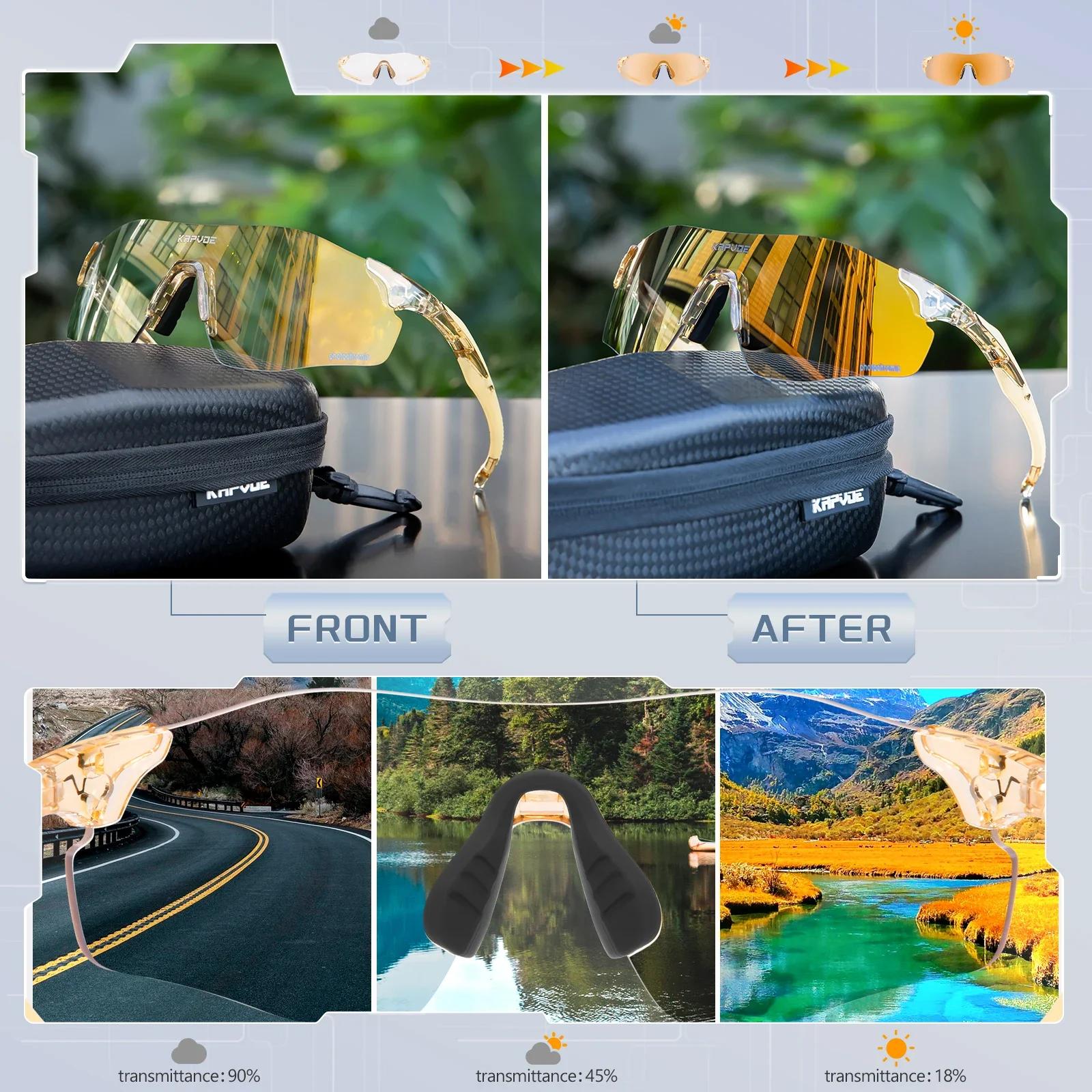 Kapvoe-Lunettes de cyclisme photochromiques pour hommes, lunettes de course légères, lunettes de sol