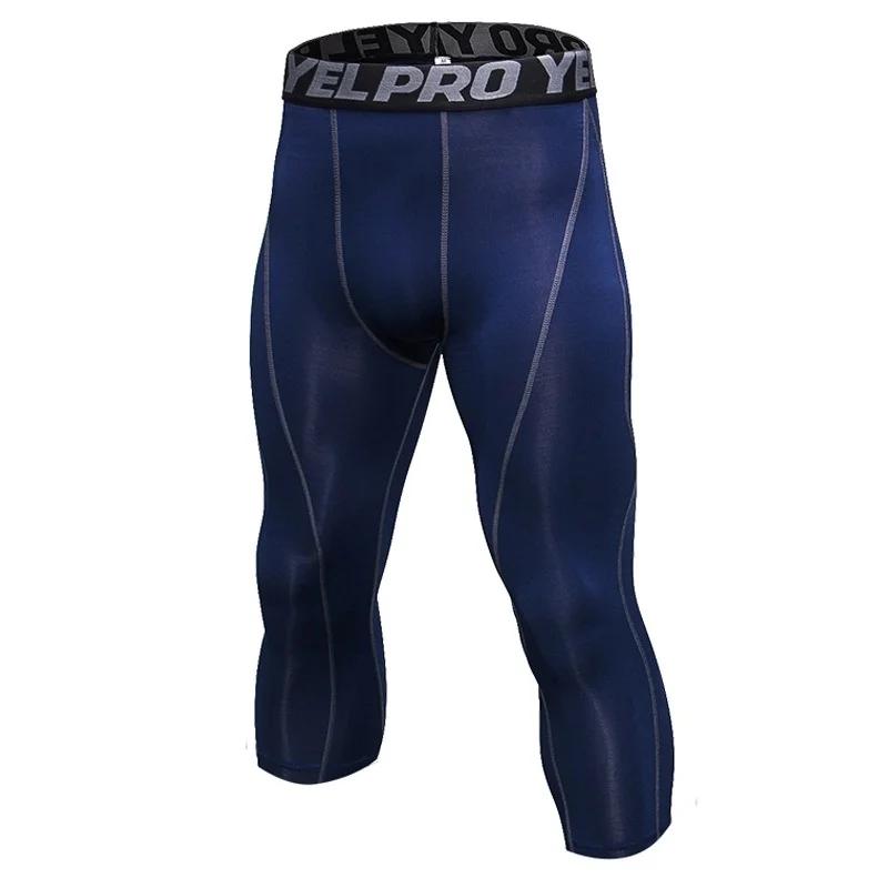 Legging athlétique à Compression 3/4 pour hommes, couche de Base, collants de course, de gymnastique