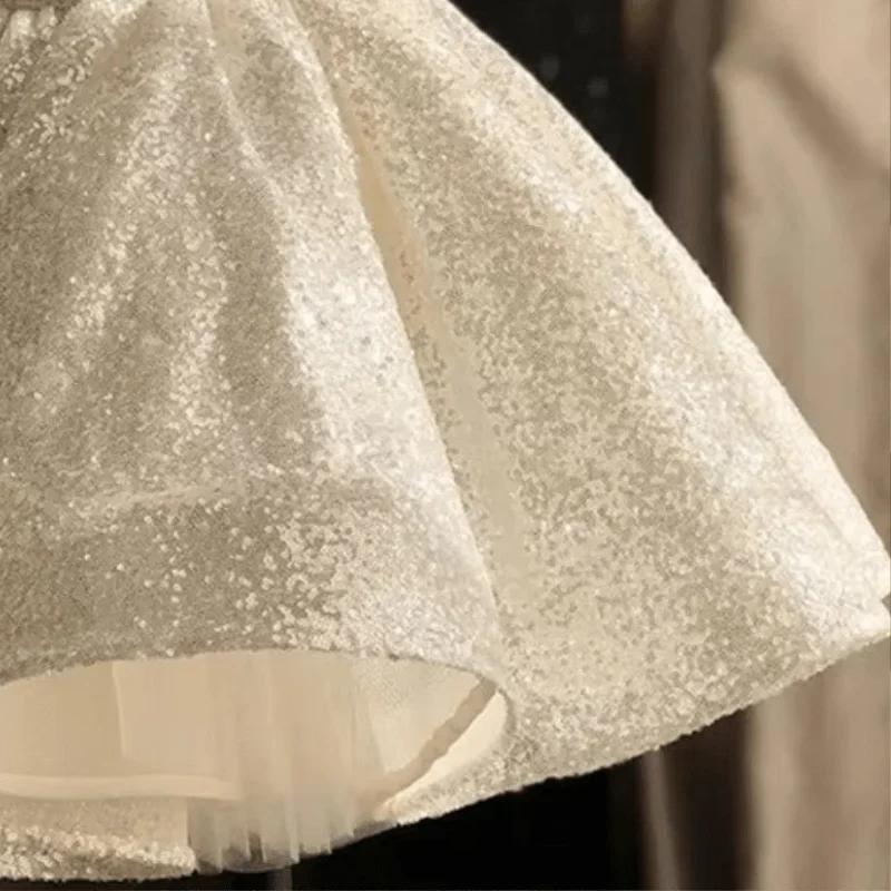 Robe de bal d'anniversaire pour bébé fille de 1 à 14 ans, tenue Tutu princesse à paillettes, avec nœ