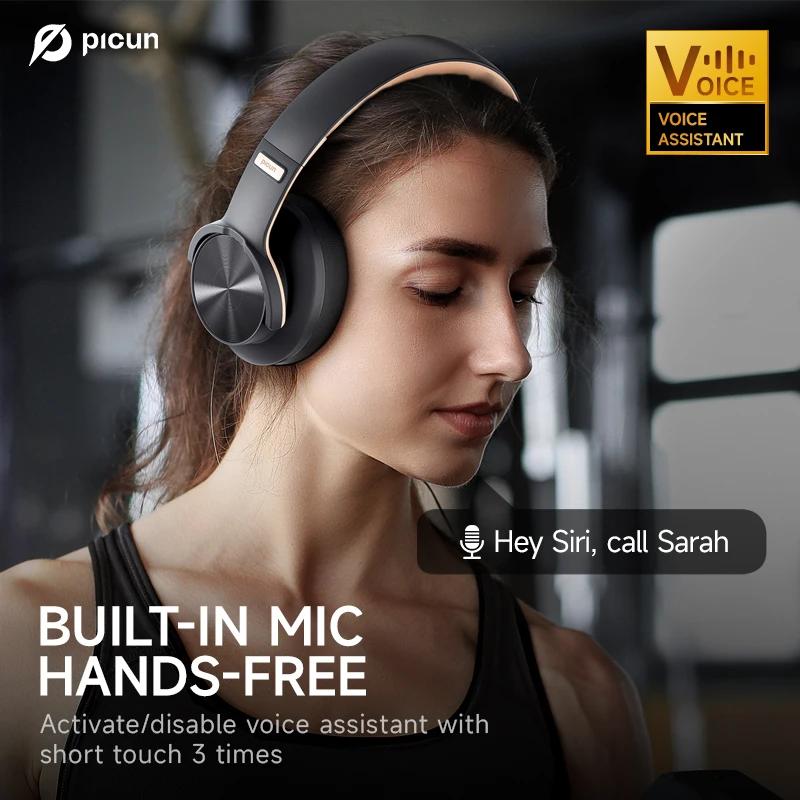 Picun B8 Bluetooth casque 120H Playtime casque sans fil Bluetooth 3EQ Mode faible latence appels mai