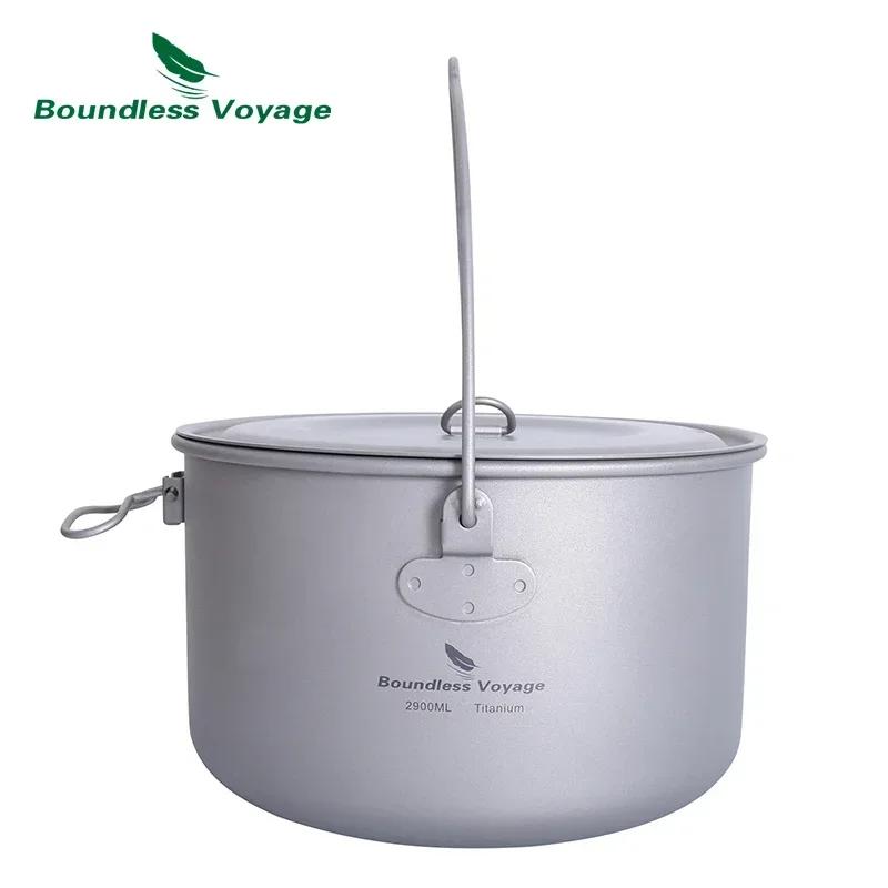 Boundless Voyage-Casseroles de cuisine en titane avec poignée, bouilloire de randonnée, ustensiles d