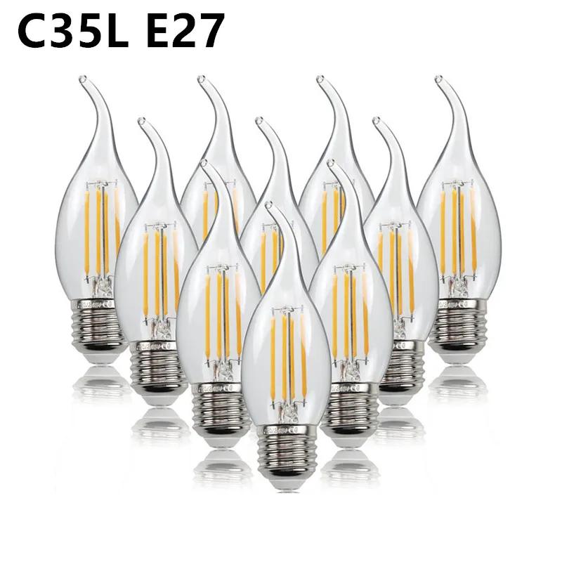 Bougie Led rétro à intensité variable, C35 givré E14 220V 110V 4W 6W, blanc chaud 2700K, ampoules à