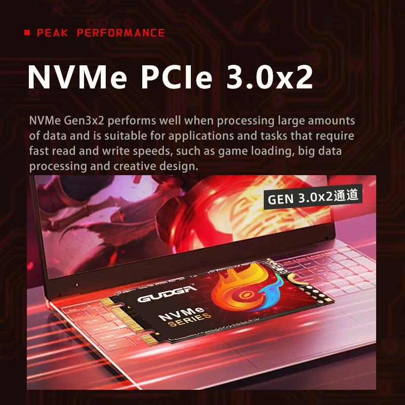 GUDGA M.2 NVMe SSD 1TB Disque SSD à semi-conducteurs M2 NVMe 2242 128GB 256GB 512GB Module PCIe Expr