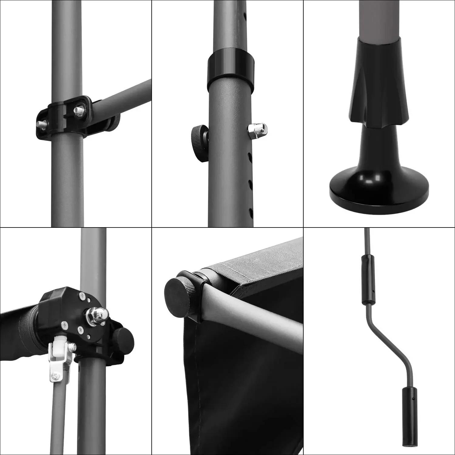 Auvent de balcon rétractable UV50 +, pince de protection solaire de jardin avec manivelle sans propo