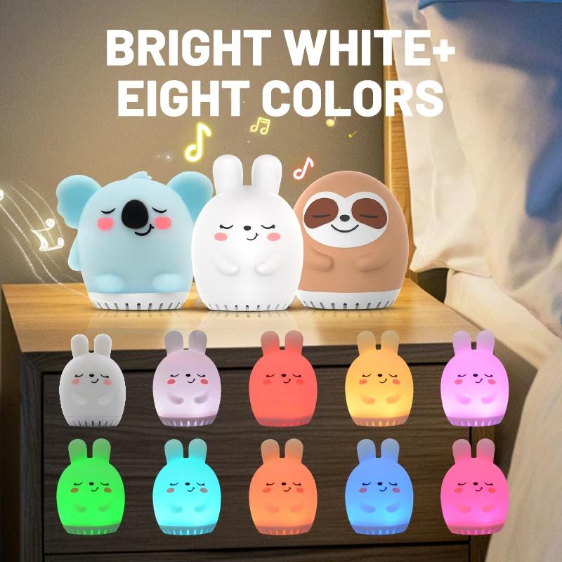 Mini lapin mignon, Machine à bruit blanc, veilleuse LED, 20 sons, musique pour bébé, aide au sommeil