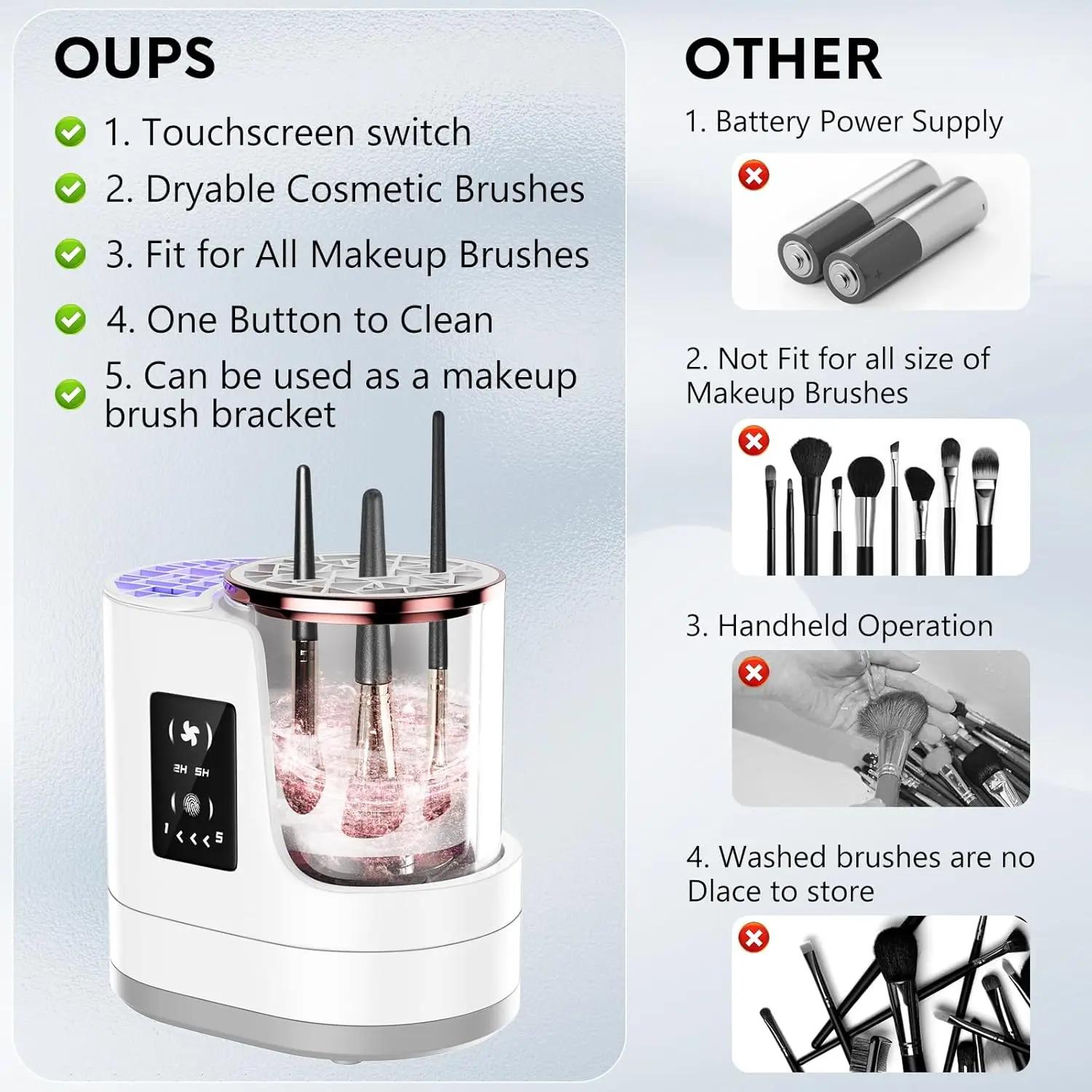Nettoyeur de pinceaux de maquillage électrique 3 en 1, nettoyeur automatique de pinceaux de maquilla