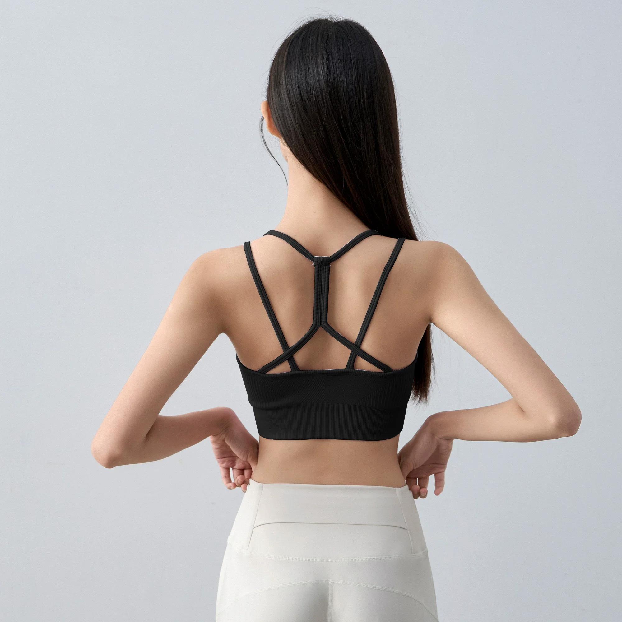 Soutien-gorge de sport sans couture respirant pour femme, brassière de fitness push-up antichoc, con