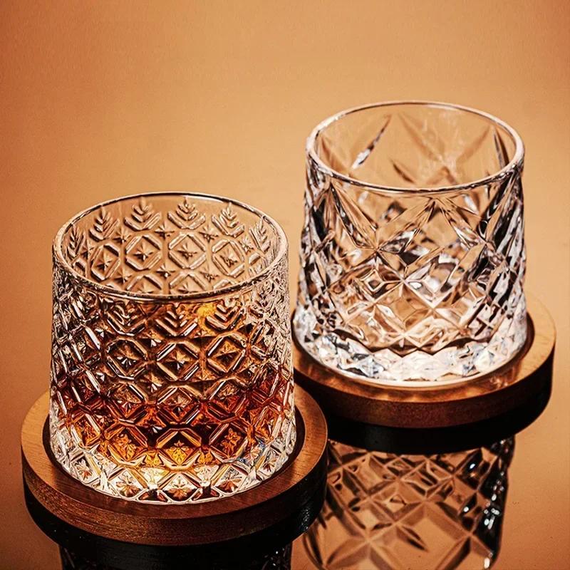 Verre à whisky avec Base, verres à whisky en cristal rotatifs, verre de brandy pour vin, verres pour