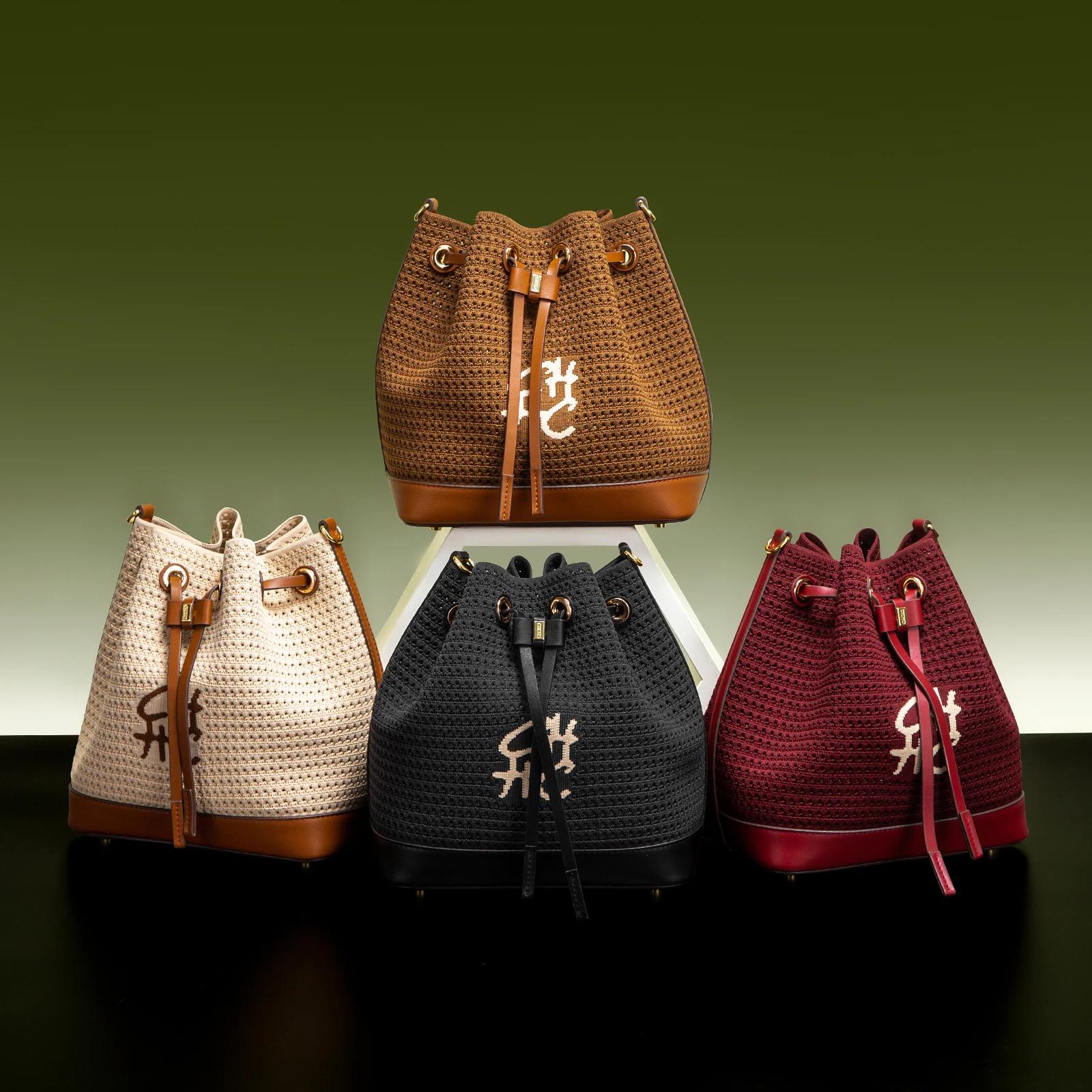 CHCH sac seau femme printemps nouveau tissu épissage conception sac à main Style vacances sac à band